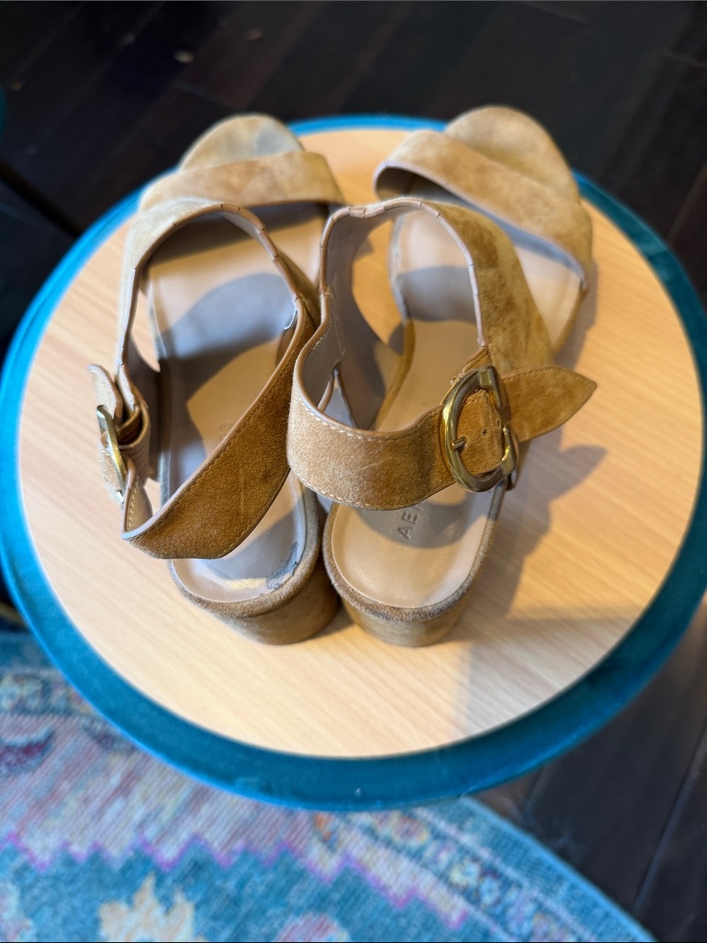 Aerosoles Camera Suede Wide-Strap Platform Sandals EUC! - Picture 4 of 9